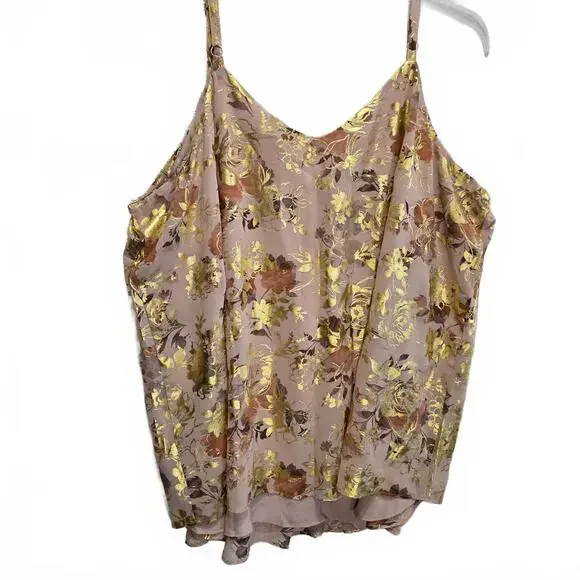 Torrid Sophie Double Layer Cami Women's 3XL Pale Mauve & Gold Fairy Romantic NWT - Picture 2 of 8